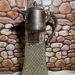 Antique Vintage Eales 1779 Silverplate Glass Diamond Cut 14" Wine Decanter
